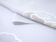 画像をギャラリービューアに読み込む, 洗える着物反物 フルオーダー仕立て付 小紋 ライトブルー 瑞雲 単衣・袷に 人気の東レシルック モダンでお洒落なkifkifシリーズ