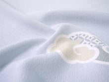 画像をギャラリービューアに読み込む, 洗える着物反物 フルオーダー仕立て付 小紋 ライトブルー 瑞雲 単衣・袷に 人気の東レシルック モダンでお洒落なkifkifシリーズ