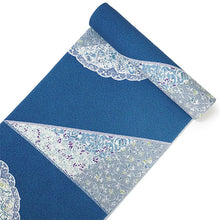 画像をギャラリービューアに読み込む, 洗える着物反物 フルオーダー仕立て付 小紋 ブルー 更紗 単衣・袷に 人気の東レシルック モダンでお洒落なkifkifシリーズ