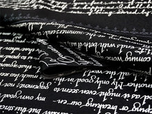 画像をギャラリービューアに読み込む, 洗える着物反物 フルオーダー仕立て付 小紋 ブラック 英字 手紙 単衣・袷に 人気の東レシルック 着物をもっと気軽に楽しむfukuシリーズ