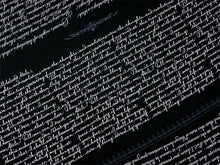 画像をギャラリービューアに読み込む, 洗える着物反物 フルオーダー仕立て付 小紋 ブラック 英字 手紙 単衣・袷に 人気の東レシルック 着物をもっと気軽に楽しむfukuシリーズ