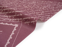 画像をギャラリービューアに読み込む, 洗える着物反物 フルオーダー仕立て付 小紋 臙脂 英字 手紙 単衣・袷に 人気の東レシルック 着物をもっと気軽に楽しむfukuシリーズ
