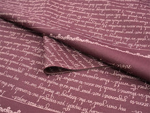 画像をギャラリービューアに読み込む, 洗える着物反物 フルオーダー仕立て付 小紋 臙脂 英字 手紙 単衣・袷に 人気の東レシルック 着物をもっと気軽に楽しむfukuシリーズ