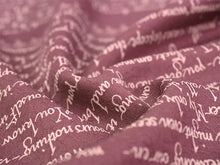 画像をギャラリービューアに読み込む, 洗える着物反物 フルオーダー仕立て付 小紋 臙脂 英字 手紙 単衣・袷に 人気の東レシルック 着物をもっと気軽に楽しむfukuシリーズ