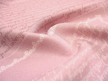 画像をギャラリービューアに読み込む, 洗える着物反物 フルオーダー仕立て付 小紋 ピンク 英字 手紙 単衣・袷に 人気の東レシルック 着物をもっと気軽に楽しむfukuシリーズ