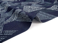 画像をギャラリービューアに読み込む, 洗える着物反物 フルオーダー仕立て付 小紋 ネイビー 鱗 幾何学 単衣・袷に 人気の東レシルック 着物をもっと気軽に楽しむfukuシリーズ