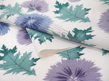 画像をギャラリービューアに読み込む, 東レセオアルファ 夏着物 浴衣 反物 フルオーダー仕立て付き ホワイト ブルー アザミ柄 レディース モダンでお洒落なkifkifシリーズ