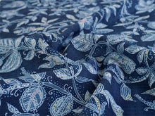 画像をギャラリービューアに読み込む, 東レセオアルファ 夏着物 浴衣 反物 フルオーダー仕立て付き ネイビー 更紗 花唐草 レディース もっと気軽に着物を楽しむfukuシリーズ