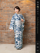 画像をギャラリービューアに読み込む, 洗える着物 小紋反物 薄紫 青 花 袷、単衣、羽織やコートにも 5サイズから選べるセミオーダー仕立て付 相田翔子好み レディース テイジン素材