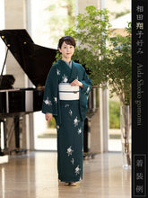 画像をギャラリービューアに読み込む, 洗える着物 小紋反物 ネイビー 宝相華 更紗 袷、単衣、羽織やコートにも 5サイズから選べるセミオーダー仕立て付 相田翔子好み レディース テイジン素材