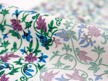 画像をギャラリービューアに読み込む, 洗える半衿 モダンで可愛い紅型 ホワイト地 ブルー パープル グリーン 更紗 唐草 便利な濃淡リバーシブル 沖縄発ブランド・ブランジュジュのお洒落な半襟 東レシルジェリーの洗えるポリエステル素材 和装小物 春・秋・冬のカジュアルシーンに