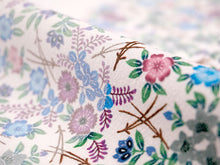 画像をギャラリービューアに読み込む, 洗える半衿 モダンで可愛い紅型 ホワイト地 青 ピンク 紫 秋草 春花 萩 桜 便利な濃淡リバーシブル 沖縄発ブランド・ブランジュジュのお洒落な半襟 東レシルジェリーの洗えるポリエステル素材 和装小物 春・秋・冬のカジュアルシーンに