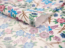 画像をギャラリービューアに読み込む, 洗える半衿 モダンで可愛い紅型 ホワイト地 青 ピンク 紫 秋草 春花 萩 桜 便利な濃淡リバーシブル 沖縄発ブランド・ブランジュジュのお洒落な半襟 東レシルジェリーの洗えるポリエステル素材 和装小物 春・秋・冬のカジュアルシーンに