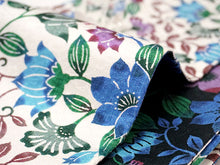 画像をギャラリービューアに読み込む, 絹半幅帯 モダンで可愛い紅型 琉球更紗 オフホワイト地 ブラック地 ブルー 便利なリバーシブル 沖縄発ブランド・ブランジュジュのお洒落な半巾帯 レディース カジュアルシーンに