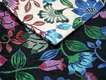 画像をギャラリービューアに読み込む, 絹半幅帯 モダンで可愛い紅型 琉球更紗 オフホワイト地 ブラック地 ブルー 便利なリバーシブル 沖縄発ブランド・ブランジュジュのお洒落な半巾帯 レディース カジュアルシーンに