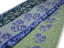 画像をギャラリービューアに読み込む, 絹半幅帯 モダンで可愛い紅型 更紗 ブルーグレー地 グリーン地 ブルー 便利なリバーシブル 沖縄発ブランド・ブランジュジュのお洒落な半巾帯 レディース カジュアルシーンに