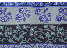 画像をギャラリービューアに読み込む, 絹半幅帯 モダンで可愛い紅型 更紗 ブルーグレー地 グリーン地 ブルー 便利なリバーシブル 沖縄発ブランド・ブランジュジュのお洒落な半巾帯 レディース カジュアルシーンに
