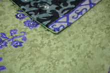 画像をギャラリービューアに読み込む, 絹半幅帯 モダンで可愛い紅型 更紗 ブルーグレー地 グリーン地 ブルー 便利なリバーシブル 沖縄発ブランド・ブランジュジュのお洒落な半巾帯 レディース カジュアルシーンに