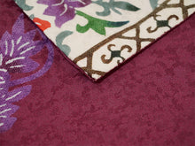 画像をギャラリービューアに読み込む, 絹半幅帯 モダンで可愛い紅型 更紗 ホワイト地 ワインレッド地 パープル 便利なリバーシブル 沖縄発ブランド・ブランジュジュのお洒落な半巾帯 レディース カジュアルシーンに