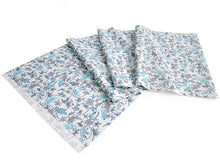 画像をギャラリービューアに読み込む, 洗える帯揚げ モダンで可愛い紅型 ライトブルー地 更紗 唐草 沖縄発ブランド・ブランジュジュのお洒落な帯あげ 東レシルジェリーの洗えるポリエステル素材 和装小物 春・秋・冬のカジュアルシーンに
