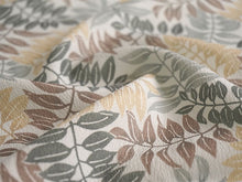 画像をギャラリービューアに読み込む, 洗える帯揚げ モダンで可愛い紅型 ライトグレー地 リーフ 沖縄発ブランド・ブランジュジュのお洒落な帯あげ 東レシルジェリーの洗えるポリエステル素材 和装小物 春・秋・冬のカジュアルシーンに