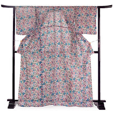 画像をギャラリービューアに読み込む, 洗える夏着物 浴衣 単品 ピンク 琉球更紗 Sサイズ モダンで可愛い紅型 沖縄発ブランド・ブランジュジュのお洒落な小紋夏きもの 東レセオアルファの洗えるポリエステル素材 すぐ着られるお仕立て上がり 夏にぴったりなカジュアル単衣