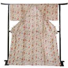 画像をギャラリービューアに読み込む, 洗える夏着物 浴衣 単品 ピンクベージュ 更紗 Mサイズ モダンで可愛い紅型 沖縄発ブランド・ブランジュジュのお洒落な小紋夏きもの 東レセオアルファの洗えるポリエステル素材 すぐ着られるお仕立て上がり 夏にぴったりなカジュアル単衣