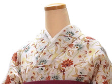 画像をギャラリービューアに読み込む, 洗える夏着物 浴衣 単品 ピンクベージュ 更紗 Mサイズ モダンで可愛い紅型 沖縄発ブランド・ブランジュジュのお洒落な小紋夏きもの 東レセオアルファの洗えるポリエステル素材 すぐ着られるお仕立て上がり 夏にぴったりなカジュアル単衣