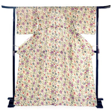 画像をギャラリービューアに読み込む, 洗える夏着物 浴衣 単品 オフホワイト 更紗 Mサイズ モダンで可愛い紅型 沖縄発ブランド・ブランジュジュのお洒落な小紋夏きもの 東レセオアルファの洗えるポリエステル素材 すぐ着られるお仕立て上がり 夏にぴったりなカジュアル単衣