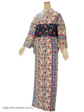画像をギャラリービューアに読み込む, 洗える夏着物 浴衣 単品 オフホワイト 縦段 更紗 Mサイズ モダンで可愛い紅型 沖縄発ブランド・ブランジュジュのお洒落な小紋夏きもの 東レセオアルファの洗えるポリエステル素材 すぐ着られるお仕立て上がり 夏にぴったりなカジュアル単衣