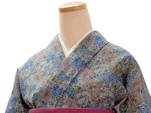 画像をギャラリービューアに読み込む, 洗える夏着物 浴衣 単品 グレー ウコン Sサイズ モダンで可愛い紅型 沖縄発ブランド・ブランジュジュのお洒落な小紋夏きもの 東レセオアルファの洗えるポリエステル素材 すぐ着られるお仕立て上がり 夏にぴったりなカジュアル単衣