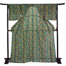 画像をギャラリービューアに読み込む, 洗える夏着物 浴衣 単品 グリーン ゴーヤ Mサイズ モダンで可愛い紅型 沖縄発ブランド・ブランジュジュのお洒落な小紋夏きもの 東レセオアルファの洗えるポリエステル素材 すぐ着られるお仕立て上がり 夏にぴったりなカジュアル単衣