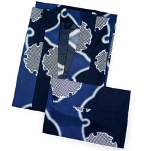 画像をギャラリービューアに読み込む, 雨コート 一部式 道中着衿 ブルー 雪輪 XLサイズ すぐに着られる仕立て上がり 持ち運びに便利なポーチ付き 洗えるポリエステル