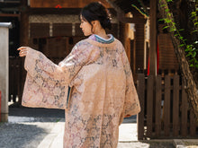 画像をギャラリービューアに読み込む, 着物 レース羽織 サーモンピンク 花柄 Mサイズ ちりよけ レース 羽織 コート 長羽織 カジュアル 春 秋 和装 和服 レディース 女性