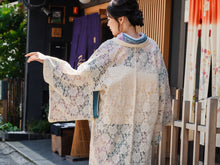 画像をギャラリービューアに読み込む, 着物 レース羽織 オフホワイト 花柄 Mサイズ ちりよけ レース 羽織 コート 長羽織 カジュアル 春 秋 和装 和服 レディース 女性
