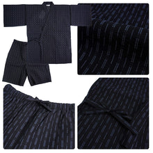 画像をギャラリービューアに読み込む, 甚平 父の日 メンズ M L 2L 3L サイズ 5柄 黒 紺 グレー ストライプ 綿 ポリエステル レーヨン リラックスウェア 夏祭り 花火大会 ギフト プレゼント 2025