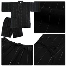 画像をギャラリービューアに読み込む, 甚平 父の日 メンズ M L 2L 3L サイズ 5柄 黒 紺 グレー ストライプ 綿 ポリエステル レーヨン リラックスウェア 夏祭り 花火大会 ギフト プレゼント 2025