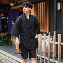 画像をギャラリービューアに読み込む, 甚平 父の日 メンズ M L 2L 3L サイズ 5柄 黒 紺 グレー ストライプ 綿 ポリエステル レーヨン リラックスウェア 夏祭り 花火大会 ギフト プレゼント 2025