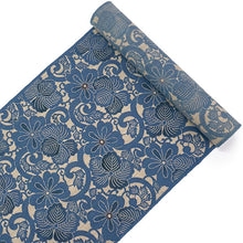 画像をギャラリービューアに読み込む, 竺仙 浴衣・夏着物 反物単品 奥州小紋 生成り地 青 花唐草柄 レディース 老舗ブランド竺仙の引き染めゆかた反物 伝統を感じる古典柄