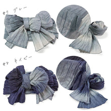 画像をギャラリービューアに読み込む, ぼかし兵児帯 シワ加工 大人用 レディース 全8色 ポリエステル 七宝地紋 滝縞柄 くしゅっ、ふわっと華やか可愛い 浴衣とあわせて夏祭りや花火大会に 初心者でも結びやすくアレンジ簡単