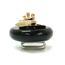画像をギャラリービューアに読み込む, 帯留 黒 花 ゴールド 単品 キラキラ可愛いストーンの帯留め♪ 小紋や洒落着と合わせてカジュアルシーンやパーティに プレゼントにも◎