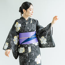 画像をギャラリービューアに読み込む, 浴衣セット レディース 浴衣 半幅帯 下駄 3点 セット 全10柄 白地 紺地 黒地 椿 菊 紫陽花 大人 可愛い おしゃれ 花火夏応援SALE大会 夏祭り