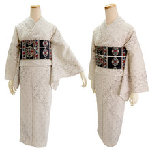 画像をギャラリービューアに読み込む, 夏きもの 浴衣 単品 洗える 東レ セオ アルファ ベージュ ブラウン 麻の葉 Lサイズ 広衿 お仕立て上がり レディース 夏着物 ゆかた プレタ セオα シワ加工 カジュアル 夏 きもの 和服 和装