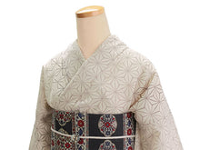 画像をギャラリービューアに読み込む, 夏きもの 浴衣 単品 洗える 東レ セオ アルファ ベージュ ブラウン 麻の葉 Lサイズ 広衿 お仕立て上がり レディース 夏着物 ゆかた プレタ セオα シワ加工 カジュアル 夏 きもの 和服 和装