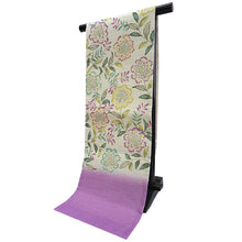 画像をギャラリービューアに読み込む, 京袋帯 麻 夏用 渋ベージュカラフル 百日紅 サルスベリ 花柄 名古屋帯 和装 和服 召しませ華