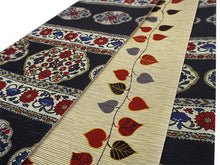 画像をギャラリービューアに読み込む, 半幅帯 絹 レディース 召しませ華 黒紺地 鏡花紋様 リバーシブル 長尺 4m 日本製 洒落帯 四寸 半巾帯 単品 女性 新品 送料無料