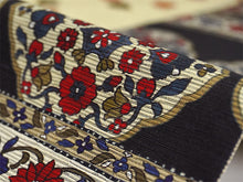 画像をギャラリービューアに読み込む, 半幅帯 絹 レディース 召しませ華 黒紺地 鏡花紋様 リバーシブル 長尺 4m 日本製 洒落帯 四寸 半巾帯 単品 女性 新品 送料無料