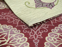 画像をギャラリービューアに読み込む, 半幅帯 絹 レディース 召しませ華 薄グレー地たわわ葡萄 リバーシブル 長尺 4m 日本製 洒落帯 四寸 単品 女性 新品 送料無料 お仕立て上がり