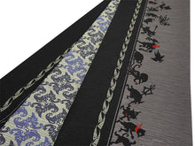 画像をギャラリービューアに読み込む, 半幅帯 絹 レディース 召しませ華 濃グレー地 百鬼夜行 リバーシブル 長尺 4m 日本製 洒落帯 四寸 単品 女性 新品 送料無料 お仕立て上がり