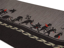 画像をギャラリービューアに読み込む, 半幅帯 絹 レディース 召しませ華 濃グレー地 百鬼夜行 リバーシブル 長尺 4m 日本製 洒落帯 四寸 単品 女性 新品 送料無料 お仕立て上がり